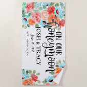 彼と彼女の新婚ギフト | 名入れ ウェディング ビーチタオル (正面)