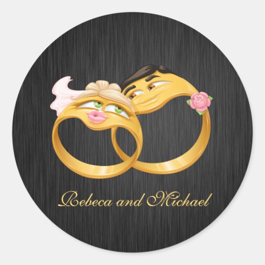 彼と彼女の結婚リングや輪シール ラウンドシール (正面)