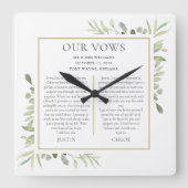 彼と彼女の結婚願いは緑の葉を スクエア壁時計 (正面)