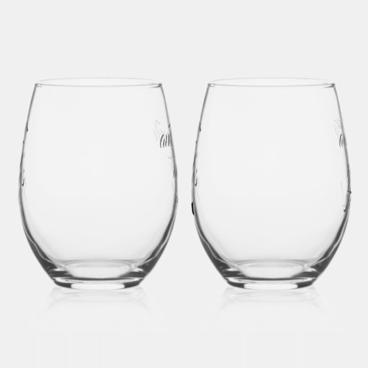 彼と彼女の記念日を愛らしい ステムなしワイングラス (左)