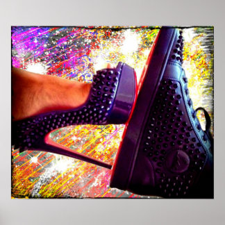 彼と彼女の赤い下のヒールとスニーカー ポスター