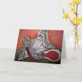 彼と彼女の赤い底の靴 カード (黄色い花)