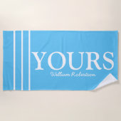 彼と彼女の青い「あなたパーソナライズされた」 ビーチタオル (正面)