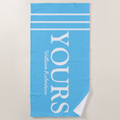 彼と彼女の青い「あなたパーソナライズされた」 ビーチタオル (正面)