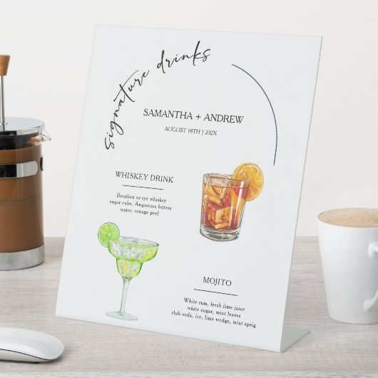 彼と彼女の飲結婚み物の看板 台座サイン (インサイチュ)