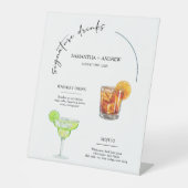 彼と彼女の飲結婚み物の看板 台座サイン (正面)