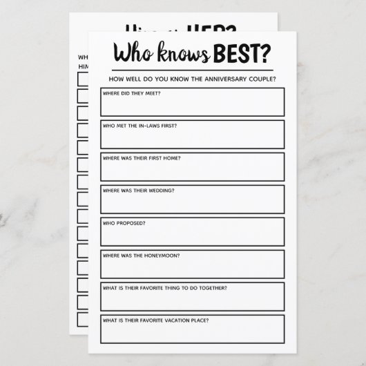 彼と彼女を知っ最高のている記念日のパーティーゲーム (正面/裏面)