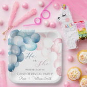 彼と彼女ピンク&ブルーの水の色の性別を明かす ペーパープレート (パーティー)