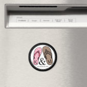 彼と彼女モノグラムのの結婚ビーチサンダル マグネット (インサイチュ (食洗機))