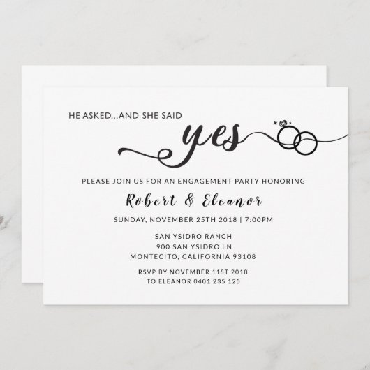彼と彼女頼は言ったYes婚約招待状 招待状 (正面/裏面)