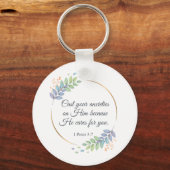 彼にあなたの心配を投げ掛ける1ペテロ5:7 キーホルダー (正面)