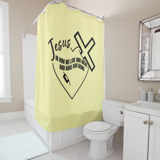 彼において私たちは生き、動き、存在しています シャワーカーテン (インサイチュ)