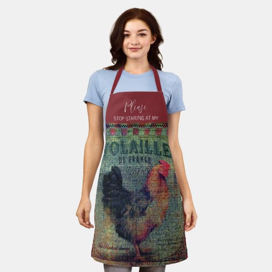 彼におもしろい対する卑劣なオンドリのユーモア エプロン (着用した状態)