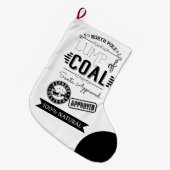 彼にとっての石炭のクリスマスジョークの贈り物の塊 ラージクリスマスストッキング (正面 (吊り時))