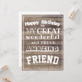 彼にとって素晴らし私の素晴らしい友人をハッピーバースデー カード (正面/裏面インサイチュ)