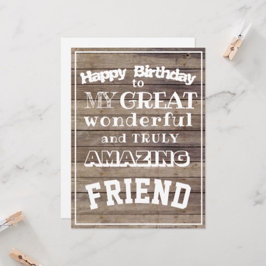 彼にとって素晴らし私の素晴らしい友人をハッピーバースデー カード (正面/裏面インサイチュ)