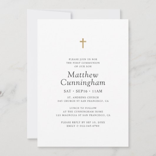 彼にとって金ゴールドフェイクは最初の聖餐式を横断する 招待状 (正面)