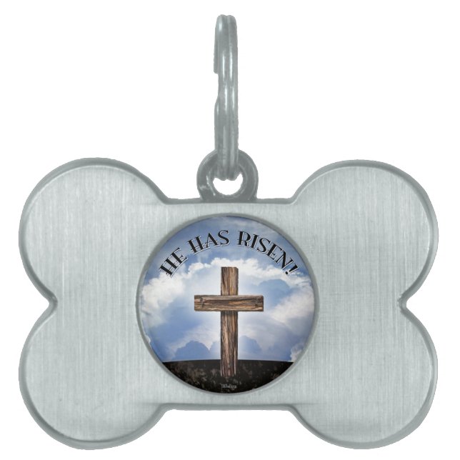 彼に上がった険しい十字の空があります ペットネームタグ (正面)