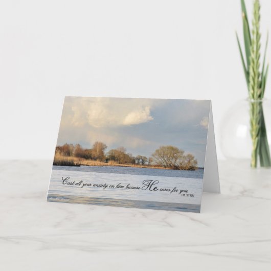 彼に不安を投げ掛ける – 聖なる書物、 経典カード サンキューカード (正面)