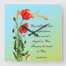 彼に保は完全に平和な聖句を授ける スクエア壁時計