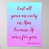 彼に全ての不安を投げ掛ける聖書引用文 ポスター (正面)
