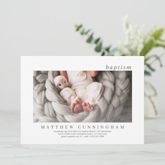 彼に対する洗礼|モダンシンプル 招待状 (スタンド正面)