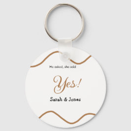 彼に尋ねられて、彼女はイエスと言った。結婚式はシンプルでミニマルなものにする キーホルダー
