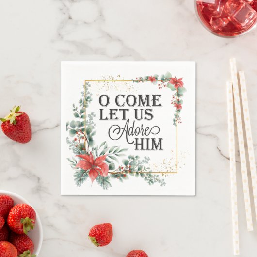 彼に来聖降誕祭のフローラを楽しんでエレガントみよう スタンダードカクテルナプキン (インサイチュ)