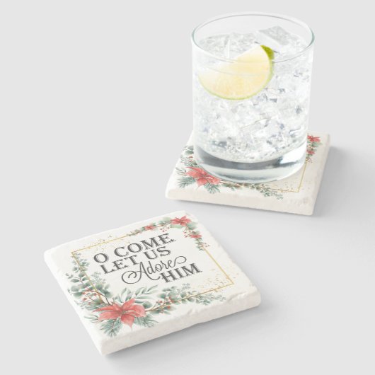 彼に来聖降誕祭のフローラを楽しんでエレガントみよう ストーンコースター (横)