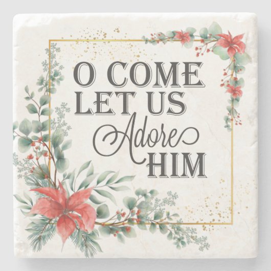 彼に来聖降誕祭のフローラを楽しんでエレガントみよう ストーンコースター (正面)