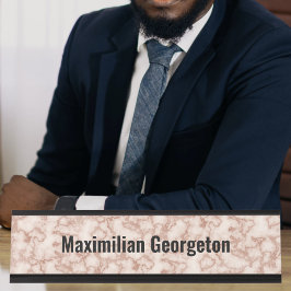 彼に素朴は茶色の大理石 デスクネームプレート