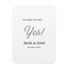 彼に聞かれて、彼女はイエスと答えた シンプルな銀のデータ マグネット