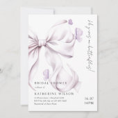 彼に蝶を与える 紫の蝶ネクタイ ブライダルシャワー 招待状 (正面)
