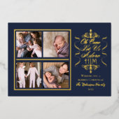 「彼に賛美を捧げよう」4枚の写真を使ったクリスマスカード 箔シーズンカード (正面)