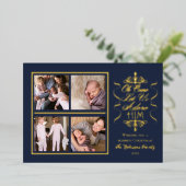 「彼に賛美を捧げよう」4枚の写真を使ったクリスマスカード 箔シーズンカード (立ち正面)