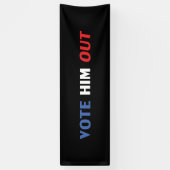 彼に黒白と青のタイポグラフィを投票する 横断幕 (縦)