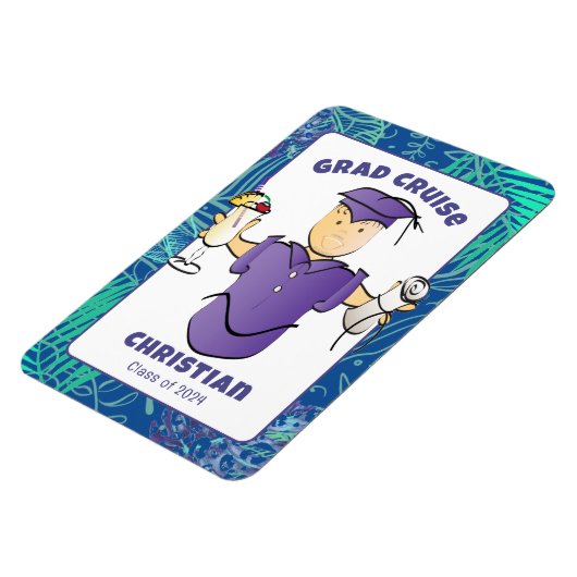 彼のおもしろいクルーズドアのための卒業漫画 マグネット (左側)