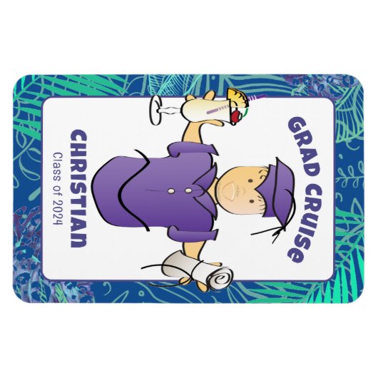 彼のおもしろいクルーズドアのための卒業漫画 マグネット (横)