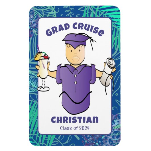 彼のおもしろいクルーズドアのための卒業漫画 マグネット (縦)