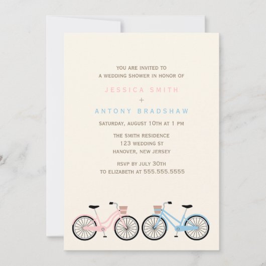 彼のおよび彼女の物をブライダルシャワー自転車に乗ります 招待状 (正面)