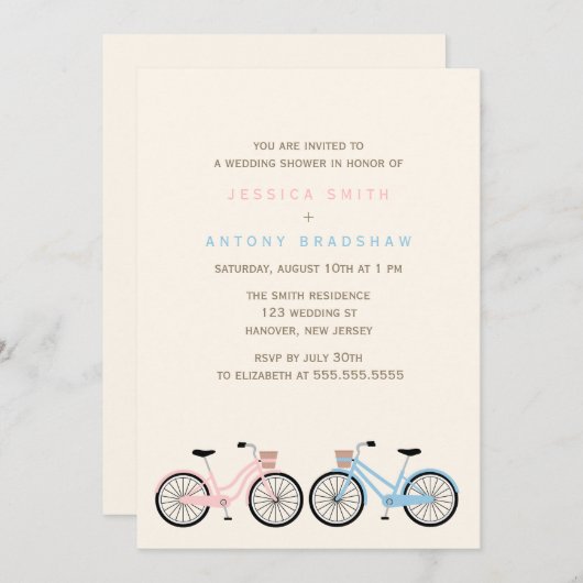 彼のおよび彼女の物をブライダルシャワー自転車に乗ります 招待状 (正面/裏面)