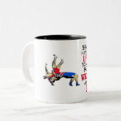 彼のお気に入りのなレスリング選手からのパパへのレスリングのマグ ツートーンマグカップ (正面左)