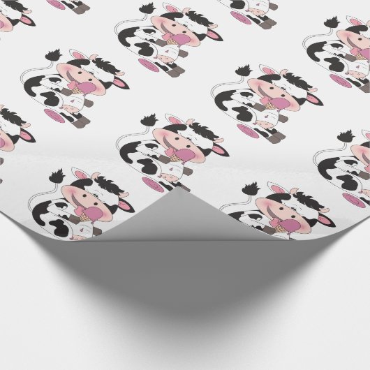 彼のお気に入りのな御馳走が付いているかわいいベビー牛漫画 ラッピングペーパー (角)