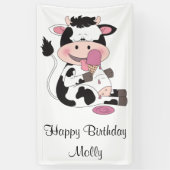 彼のお気に入りのな御馳走が付いているかわいいベビー牛漫画 横断幕 (縦)