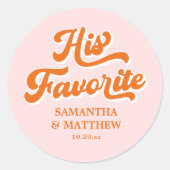 彼のお気に入りのレトロ結婚式の引き出物 ラウンドシール (正面)