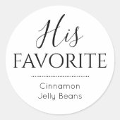 彼のお気に入りのgroomsキャンディお気に入りの結婚式の引き出物 ラウンドシール (正面)