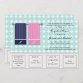 彼のそして彼女の物タオルのモダンなカップルのシャワー 招待状 (正面/裏面)