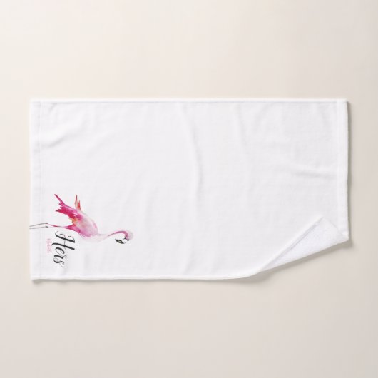 彼のそして彼女の物テーマ名前をカスタムするの熱帯フラミンゴ バスタオルセット (ハンドタオル)