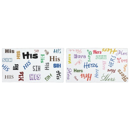 彼のそして彼女の物枕カバー 枕カバー (正面-セット)