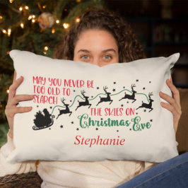 彼のそりのシルエットでメリークリスマスサンタ ランバークッション